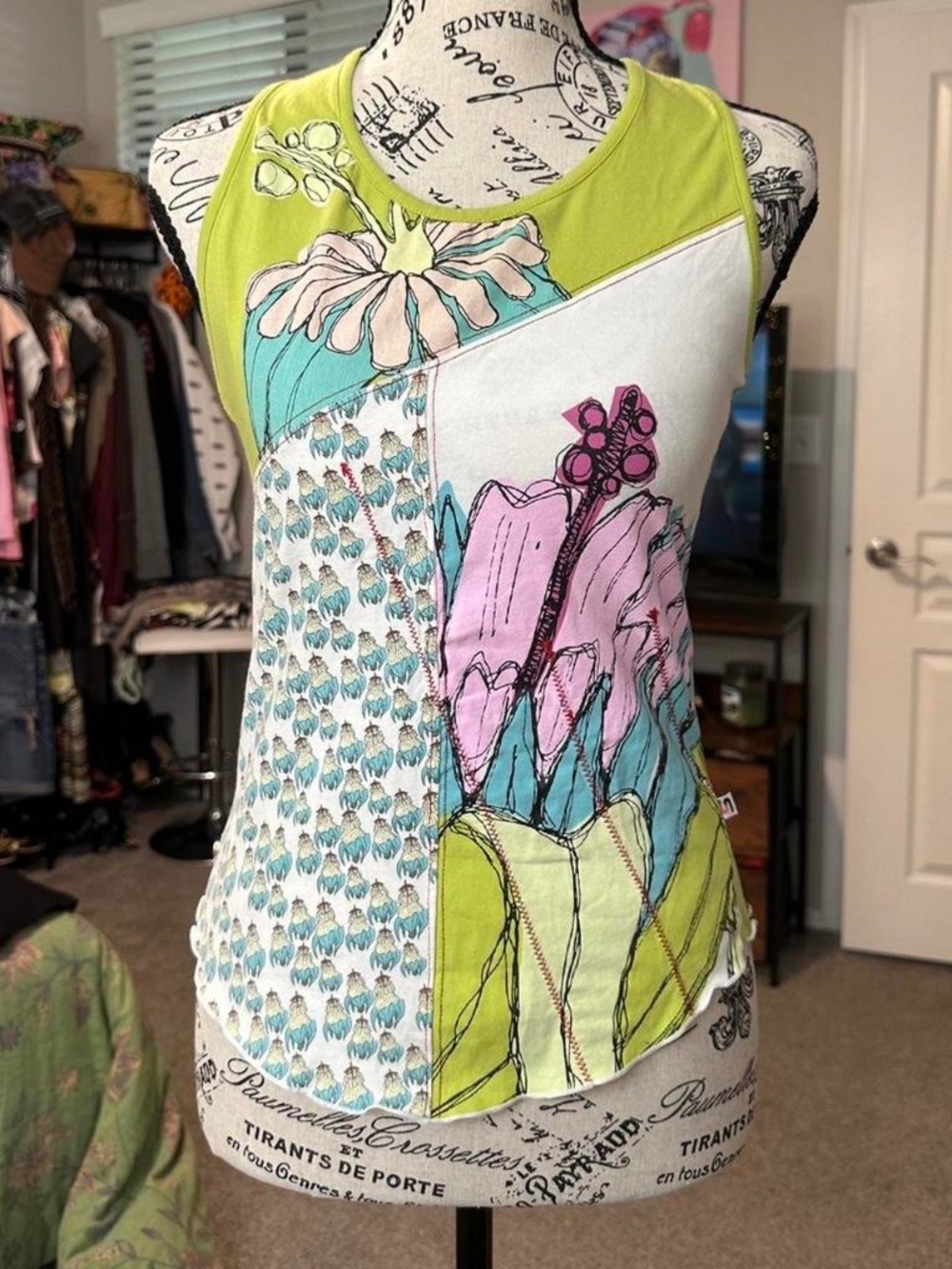 EURO DEADSTOCK green beachy halter top with mesh back